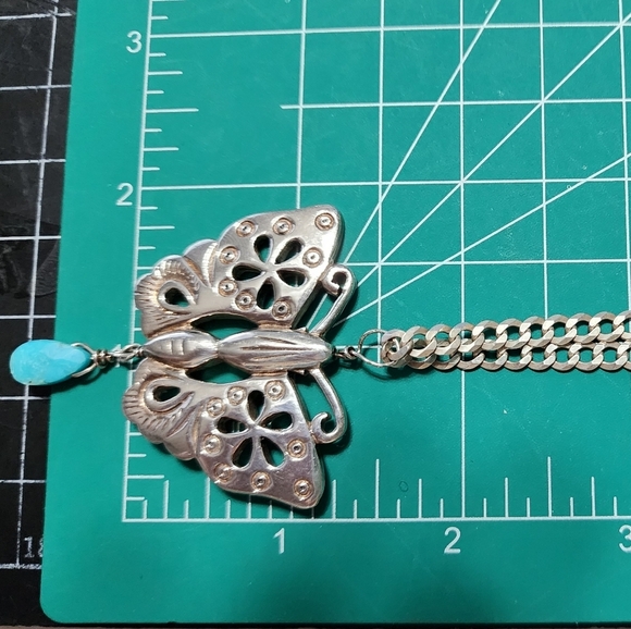 Vintage Sterling Silver Butterfly and Sterling Silver Link Chain - Picture 12 of 13